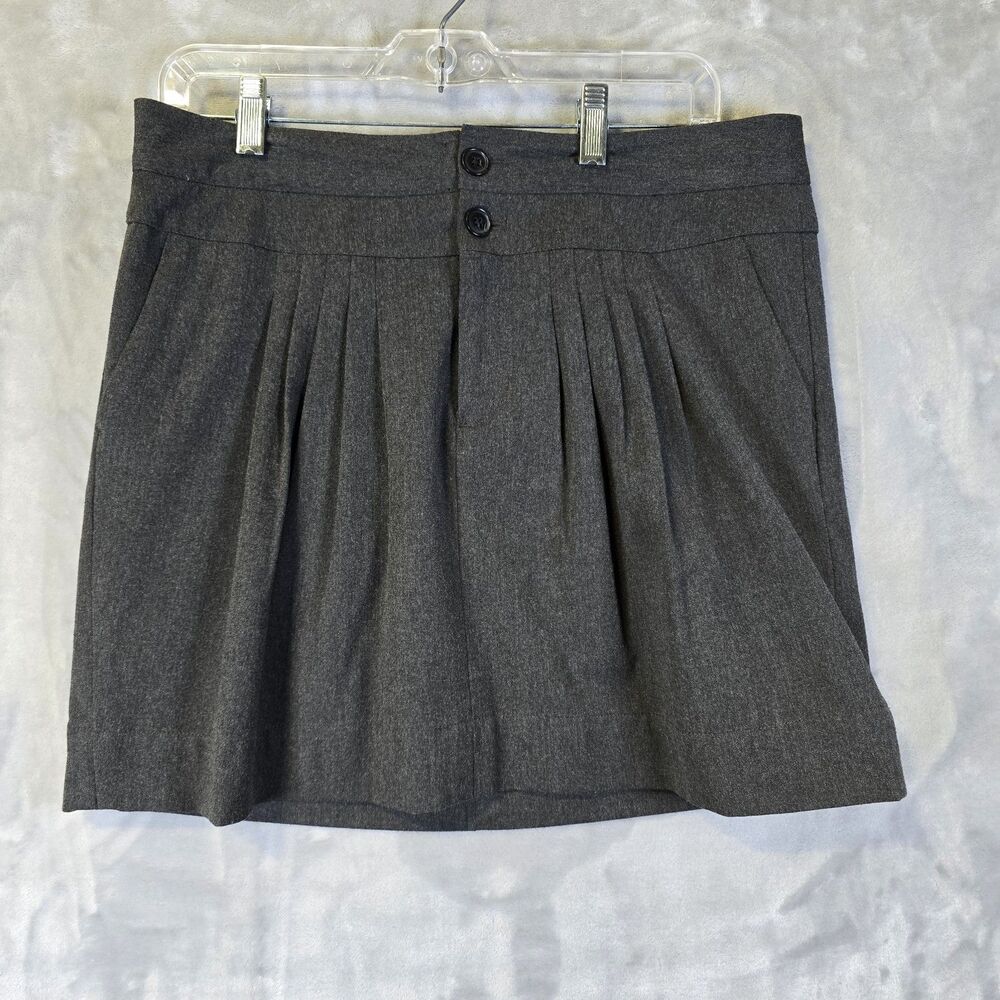 Gap Pleated Stretch Skirt Womens 6 Charcoal Gray Pockets Preppy Career Classic